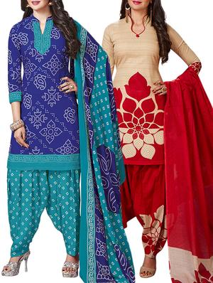 multi colored unstitched combo suit - 15345073 - Standard Image - 1