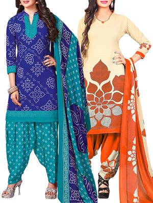 multi colored unstitched combo suit - 15345074 - Standard Image - 1