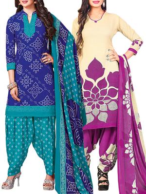 multi colored unstitched combo suit - 15345077 - Standard Image - 1
