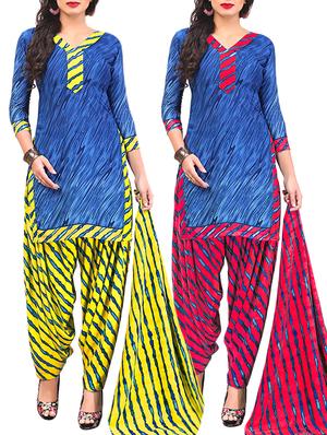 multi colored unstitched combo suit - 15345080 - Standard Image - 1