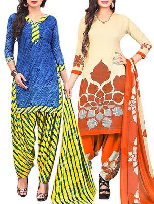 multi colored unstitched combo suit - 15345082 - Standard Image - 1