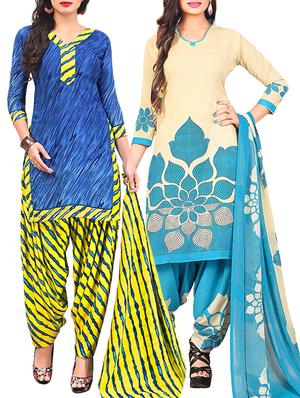 multi colored unstitched combo suit - 15345083 - Standard Image - 1