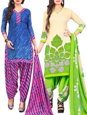 multi colored unstitched combo suit - 15345091 - Standard Image - 1