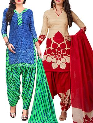 multi colored unstitched combo suit - 15345094 - Standard Image - 1