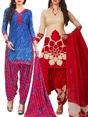 multi colored unstitched combo suit - 15345099 - Standard Image - 1