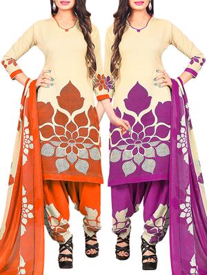 multi colored unstitched combo suit - 15345106 - Standard Image - 1