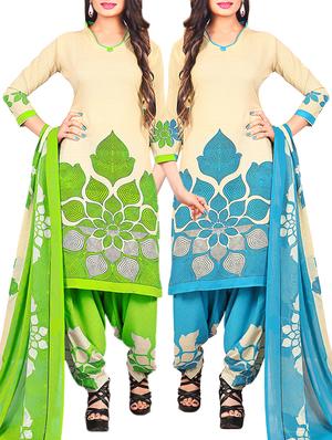 multi colored unstitched combo suit - 15345107 - Standard Image - 1
