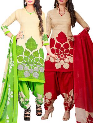 multi colored unstitched combo suit - 15345112 - Standard Image - 1