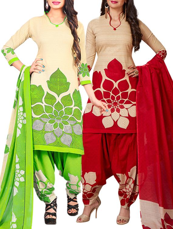 multi colored unstitched combo suit - 15345112 - Zoom Image - 1