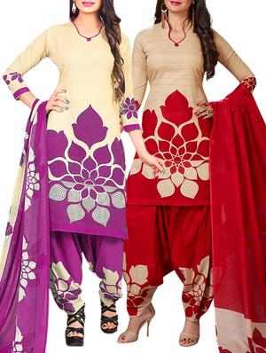 multi colored unstitched combo suit - 15345113 - Standard Image - 1
