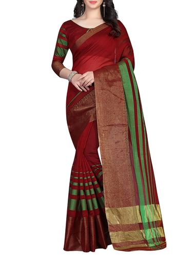Delicate golden border saree with blouse - 15345178 - Very Small Image - 1
