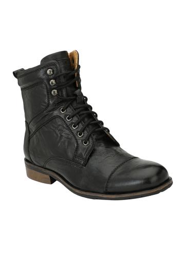 black Leather high ankle boot - 15345193 - Very Small Image - 1