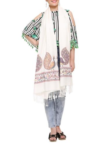 white jacquard stole - 15345206 - Very Small Image - 1