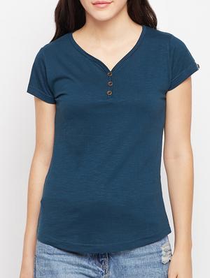 v-neck solid tee - 15345256 - Standard Image - 1
