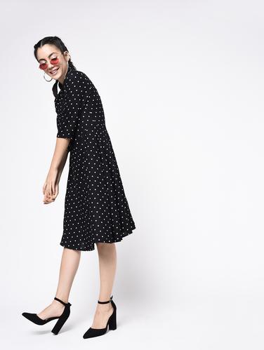 Polka dotted a-line dress - 15345430 - Very Small Image - 1