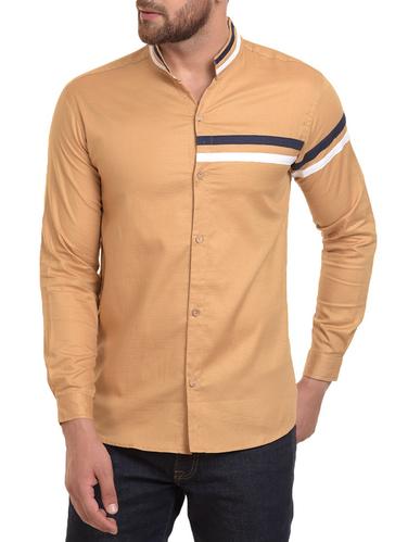 beige cotton blend casual shirt - 15345508 - Very Small Image - 1