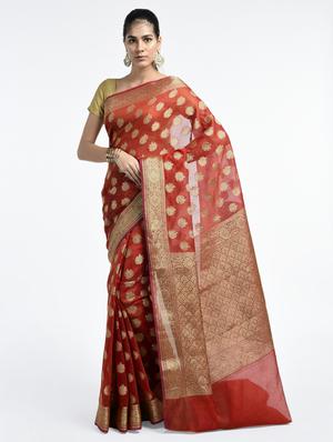 Paisley Zari Banarasi Saree with blouse - 15345644 - Standard Image - 1