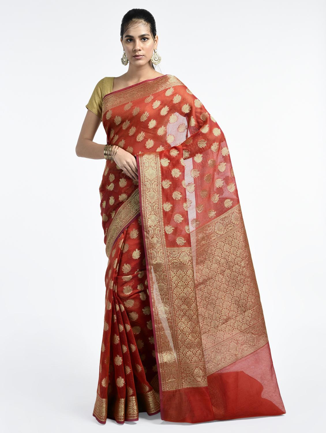 Paisley Zari Banarasi Saree with blouse - 15345644 - Zoom Image - 1