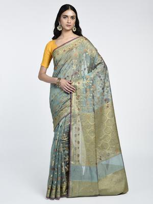 Zari Work Banarasi Saree with blouse - 15345656 - Standard Image - 1