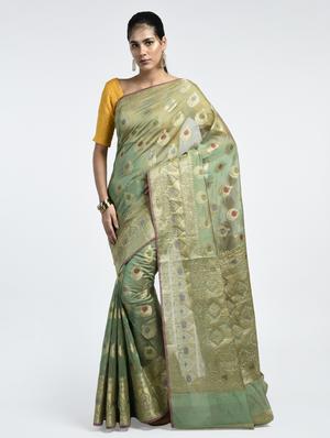 Zari Motif Banarasi Saree with blouse - 15345663 - Standard Image - 1