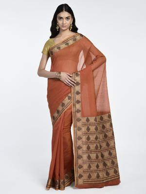 geometrical zari border handloom saree with blouse - 15345687 - Standard Image - 1