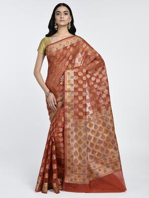 Floral Motif Banarasi Saree with blouse - 15345693 - Standard Image - 1