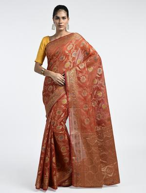 Floral Motif Banarasi Saree with blouse - 15345700 - Standard Image - 1