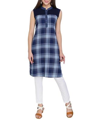 checkered straight kurta - 15345721 - Standard Image - 1