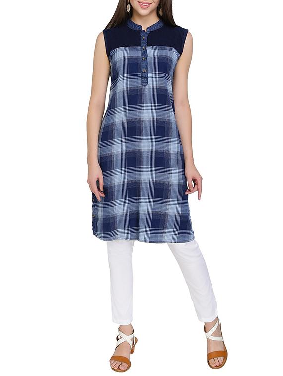 checkered straight kurta - 15345721 - Zoom Image - 1