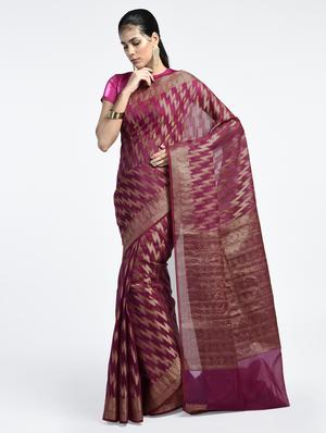chevron zari motif Banarasi Saree with blouse - 15345757 - Standard Image - 1