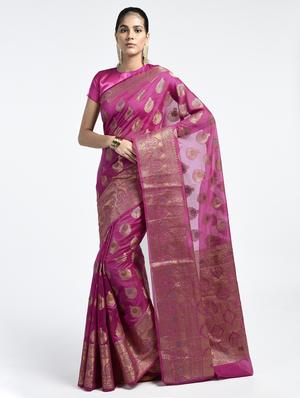 Zari Motif Banarasi Saree with blouse - 15345763 - Standard Image - 1