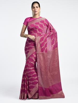 Zari Work Banarasi Saree with blouse - 15345778 - Standard Image - 1