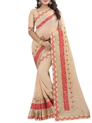 resham & zari embroidery work saree with blouse - 15345835 - Standard Image - 1