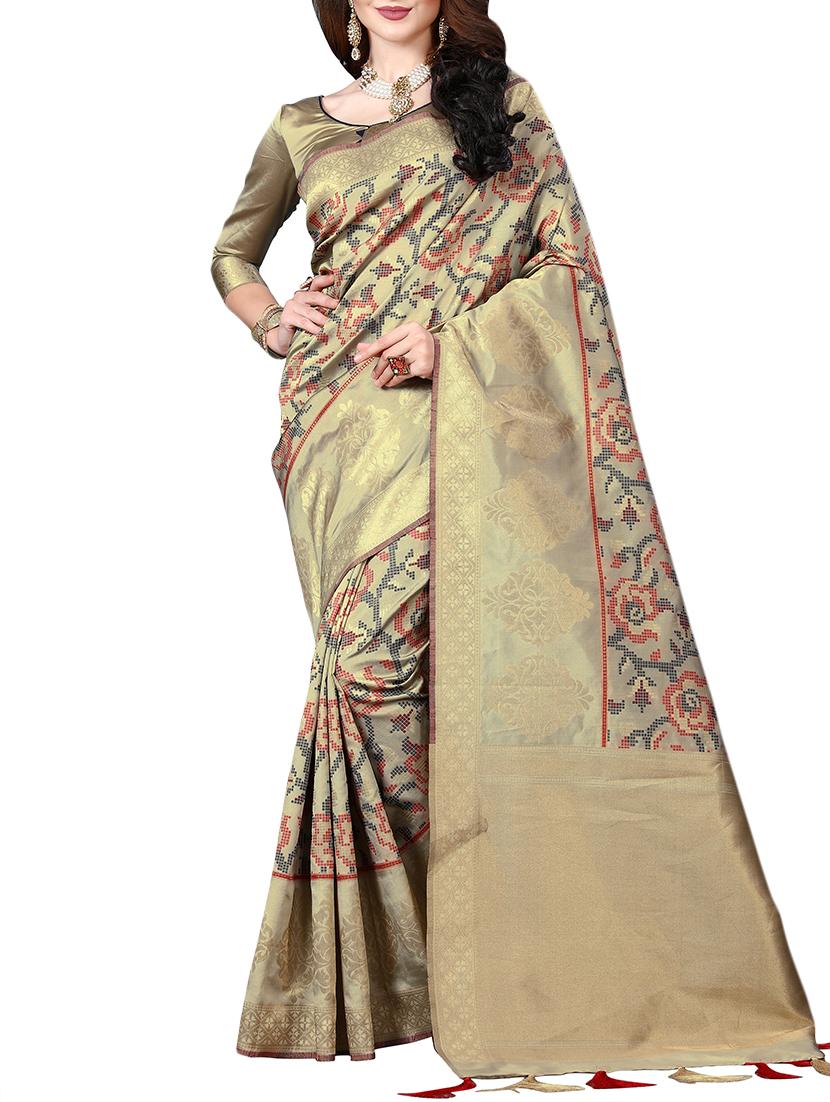 zari woven banarasi silk saree with blouse - 15345837 - Zoom Image - 1