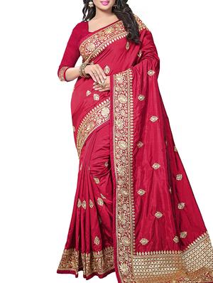 zari embroidery work saree with blouse - 15345846 - Standard Image - 1