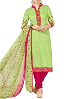 Printed unstitched churidaar suit - 15345883 - Standard Image - 1