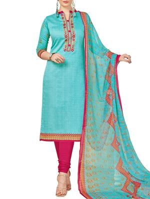 Embroidered unstitched churidaar suit - 15345885 - Standard Image - 1