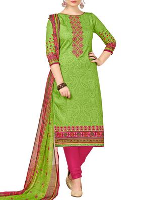 Embroidered unstitched churidaar suit - 15345889 - Standard Image - 1