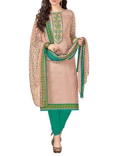 Embroidered unstitched churidaar suit - 15345891 - Very Small Image - 1