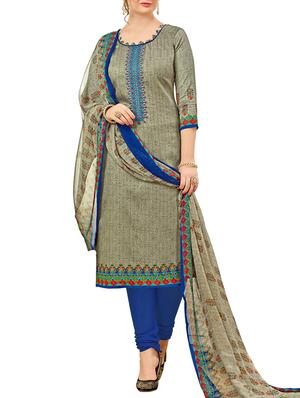 Embroidered unstitched churidaar suit - 15345893 - Standard Image - 1