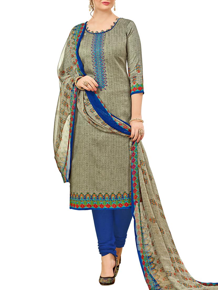 Embroidered unstitched churidaar suit - 15345893 - Zoom Image - 1