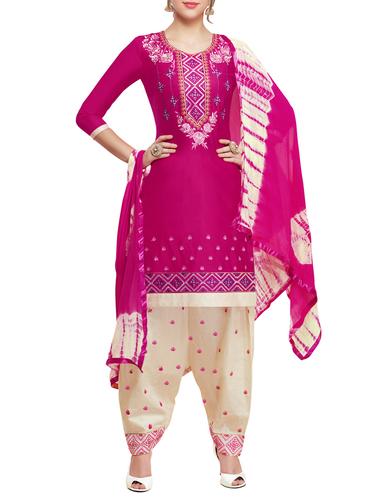 Embroidered unstitched salwar suit - 15345895 - Very Small Image - 1