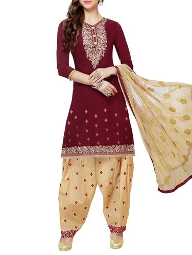 Embroidered unstitched salwar suit - 15345898 - Very Small Image - 1