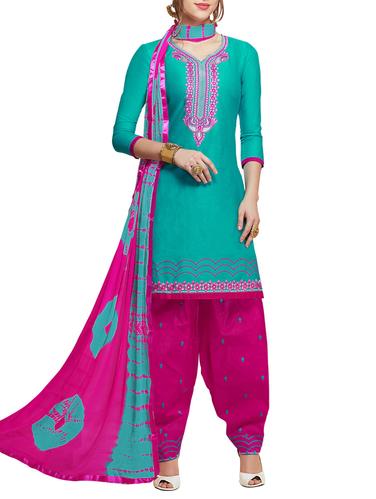 Embroidered unstitched salwar suit - 15345900 - Very Small Image - 1