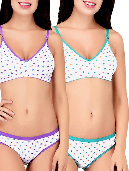 set of 2 polka dotted bra & panty set - 15346562 - Standard Image - 1
