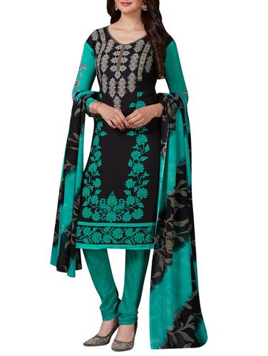 Printed unstitched churidaar suit - 15346570 - Very Small Image - 1