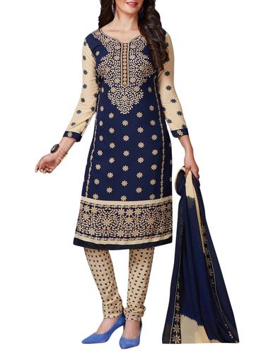 Printed unstitched churidaar suit - 15346571 - Very Small Image - 1