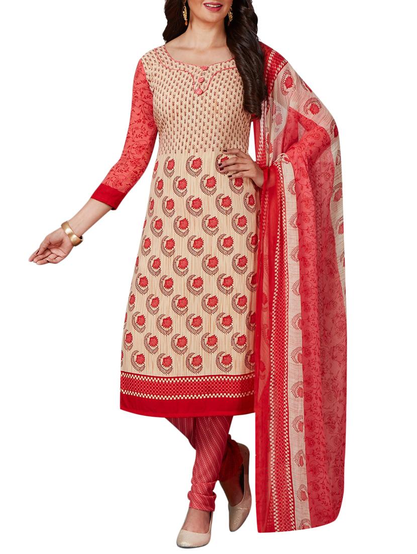 Printed unstitched churidaar suit - 15346587 - Zoom Image - 1