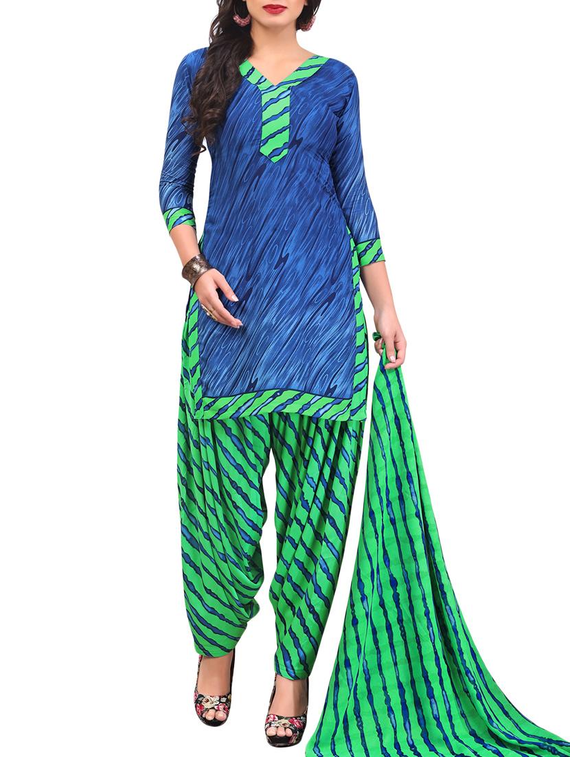Leheriya print unstitched salwar suit - 15346594 - Zoom Image - 1
