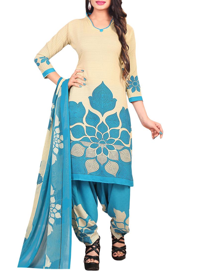Printed unstitched salwar suit - 15346598 - Zoom Image - 1